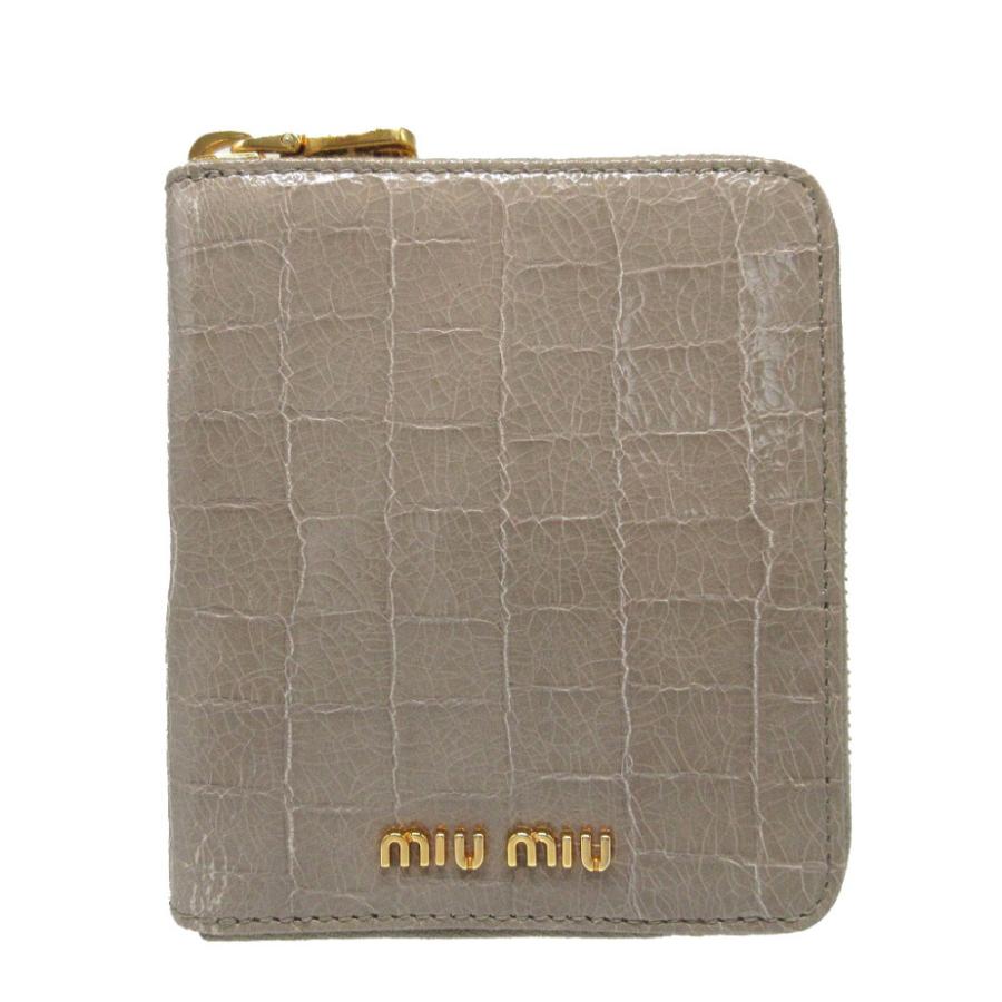 miu 美品 ミュウミュウ コンパクトウォレット 型押し パテント