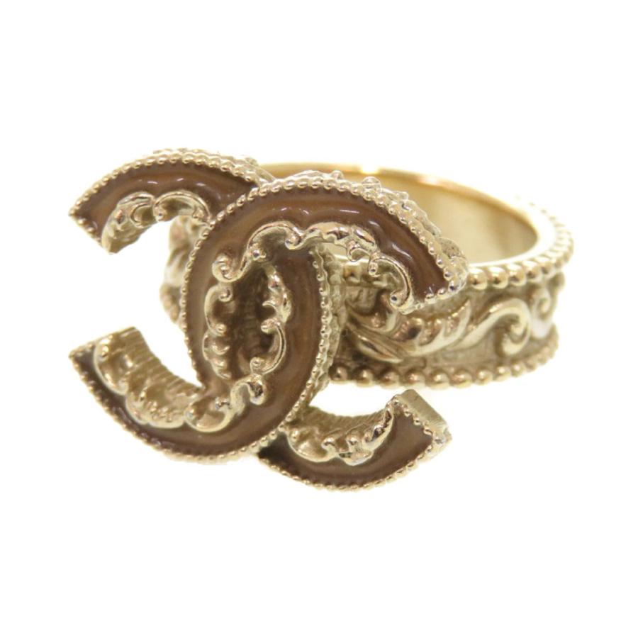 CHANEL 美品 シャネル ココマーク メタル 約11号 ゴールド リング 指輪 