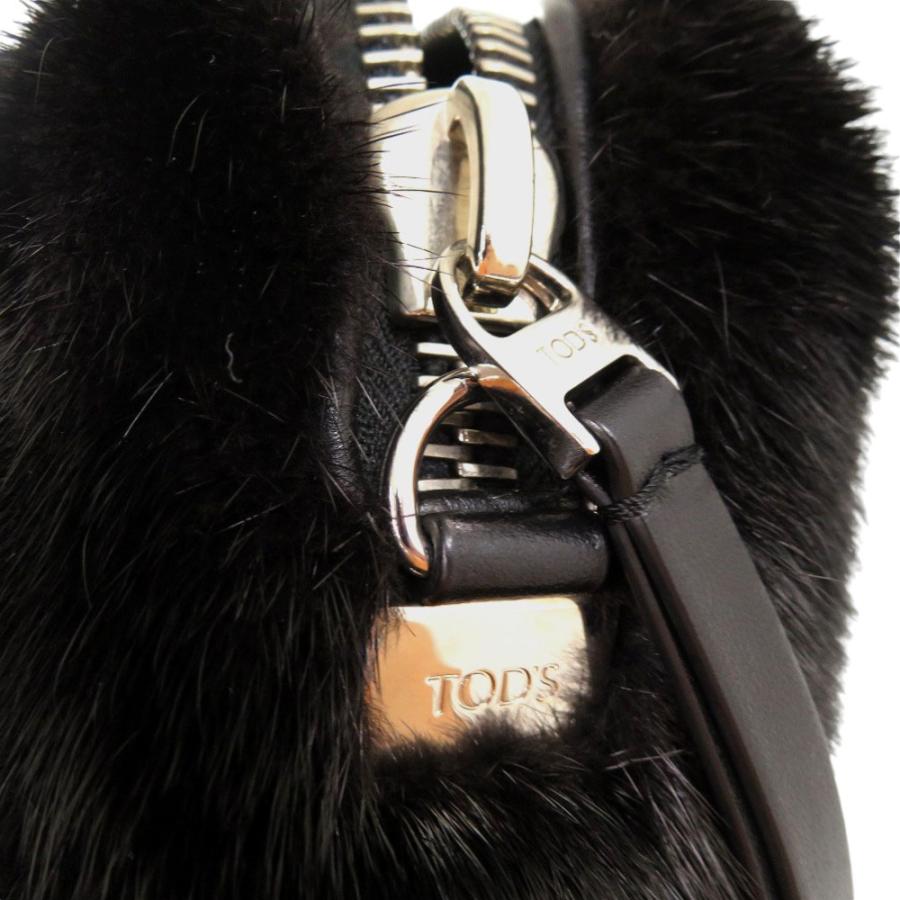 新品同様 トッズ 2WAY ハンドバッグ ブラック ファー ショルダー