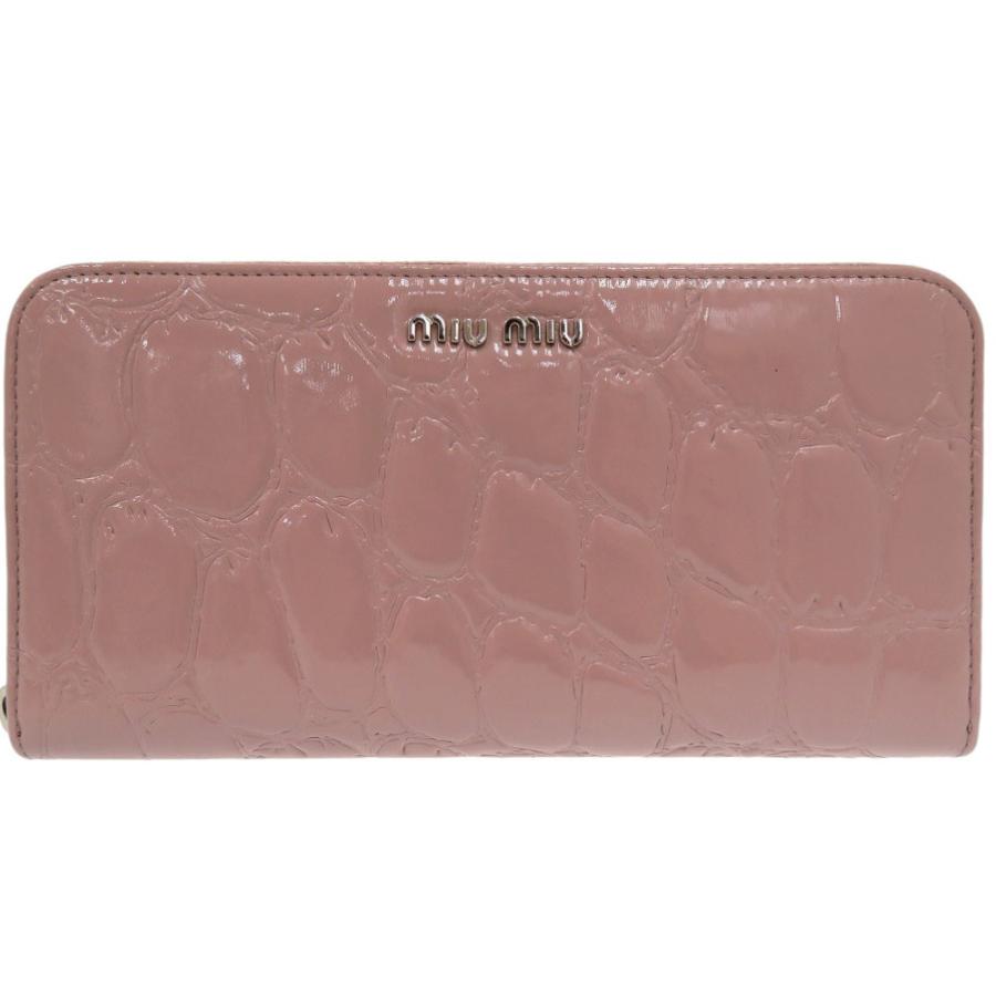 miumiu ミュウミュウ パテントレザー 長財布 ラウンドファスナー