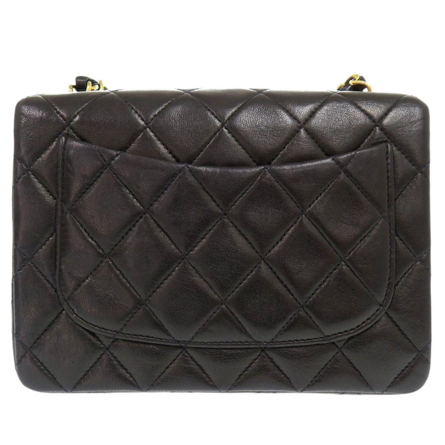 美品 シャネル ミニマトラッセ ラムスキン レザー ブラック ショルダーバッグ  黒 0557 CHANELの画像