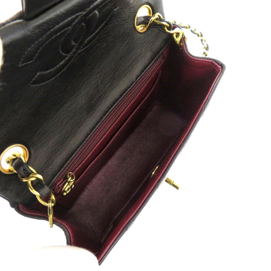 美品 シャネル ミニマトラッセ ラムスキン レザー ブラック ショルダーバッグ  黒 0557 CHANELの画像