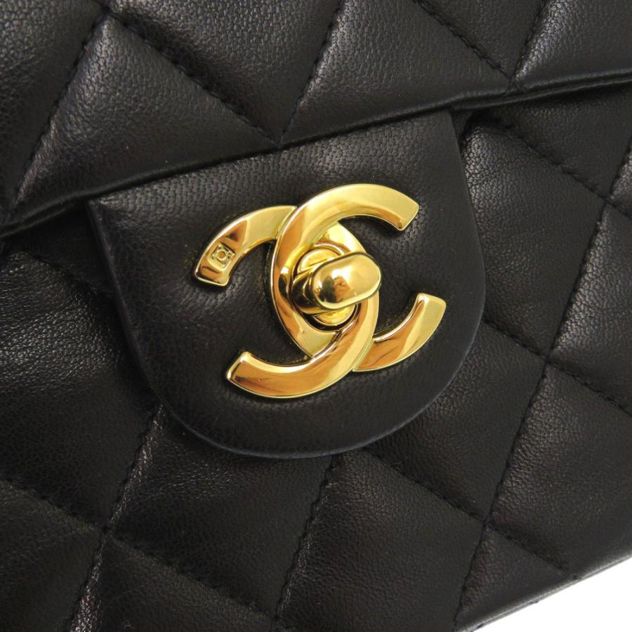 美品 シャネル ミニマトラッセ ラムスキン レザー ブラック ショルダーバッグ  黒 0557 CHANELの画像