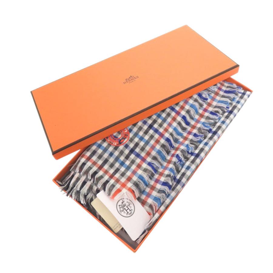 HERMES（エルメス） 未使用品 カシミヤ/絹 マルチカラー ギンガム