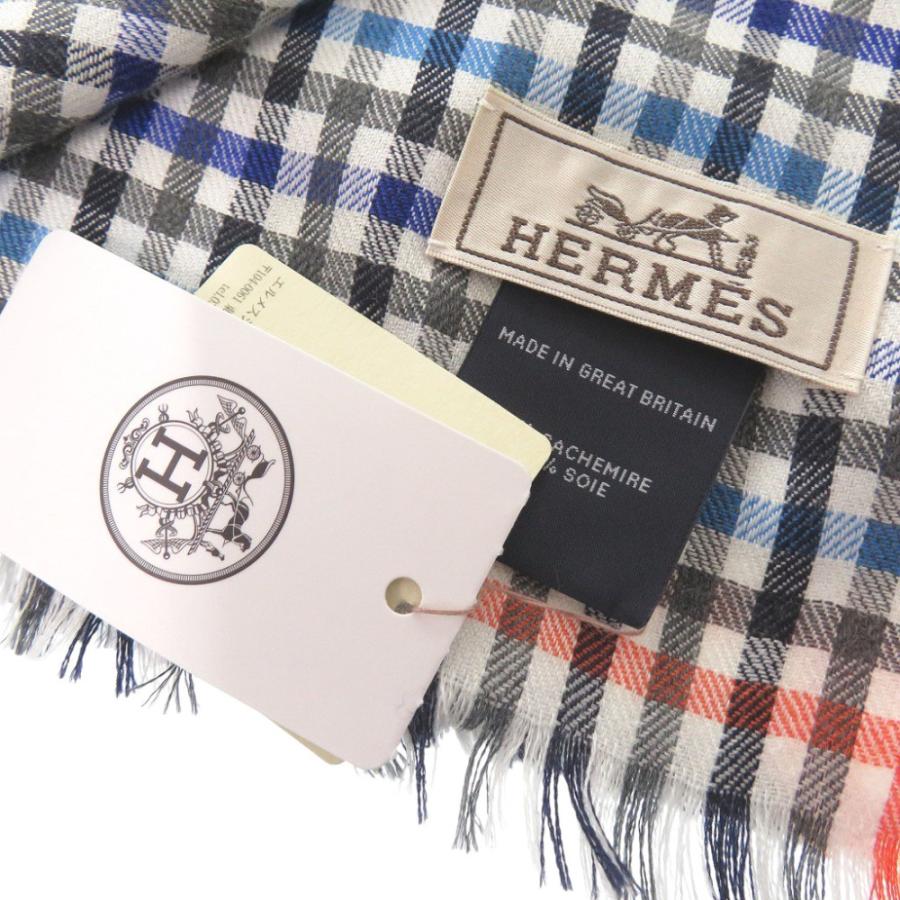 HERMES シルク100% チェック柄スカーフ HERMES シルク100% チェック柄スカーフ