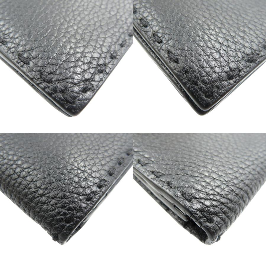 フェンディ セレリア レザー 二つ折り 長財布 ブラック 7M0186 FENDI（フェンディ） 美品 セレリア 7M0186 カーフ シルバー金具