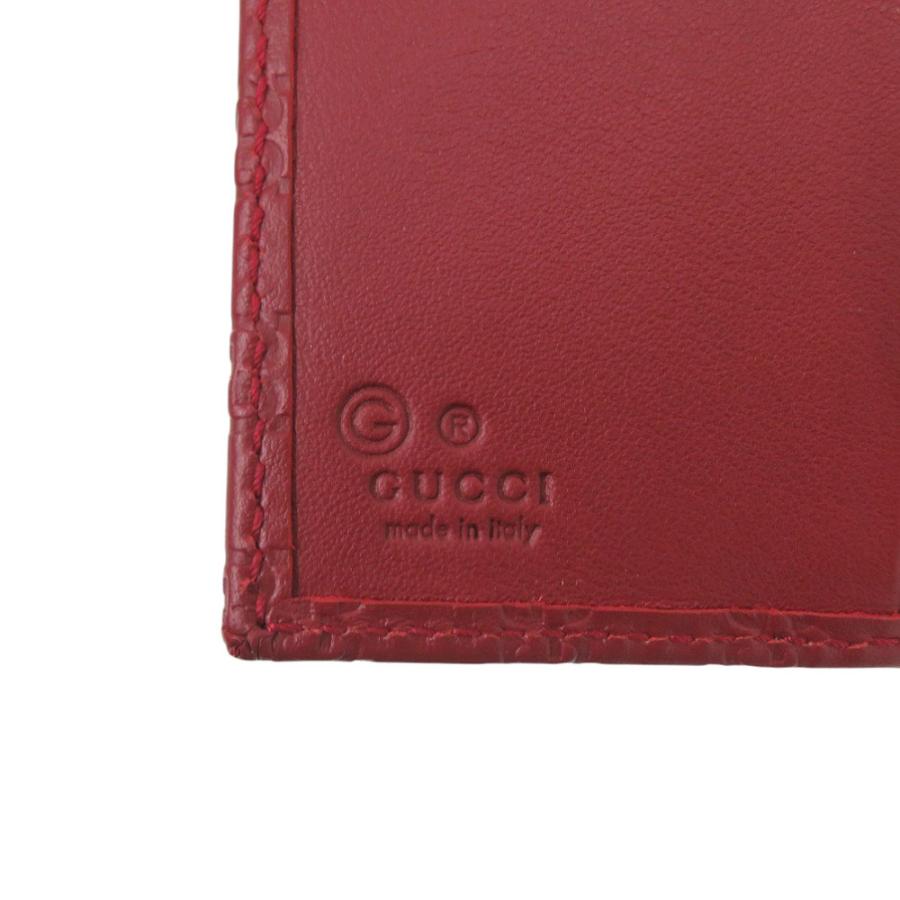 GUCCI（グッチ） 新品同様 464916 マイクログッチシマレザー レッド 二