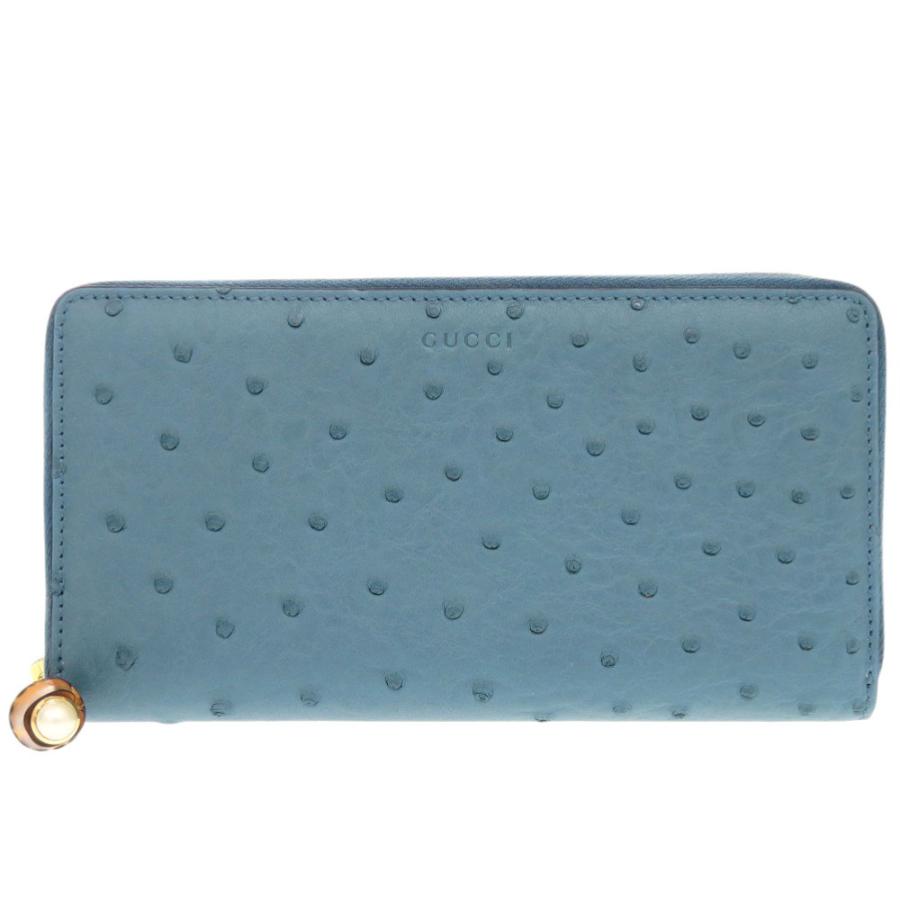GUCCI グッチ/バンブーニムフェアラウンドファスナー財布/453158/493***/グッチ/Bランク/05【中古】 GUCCI（グッチ） 未使用品 バンブー 453158 オーストリッチ ターコイズ