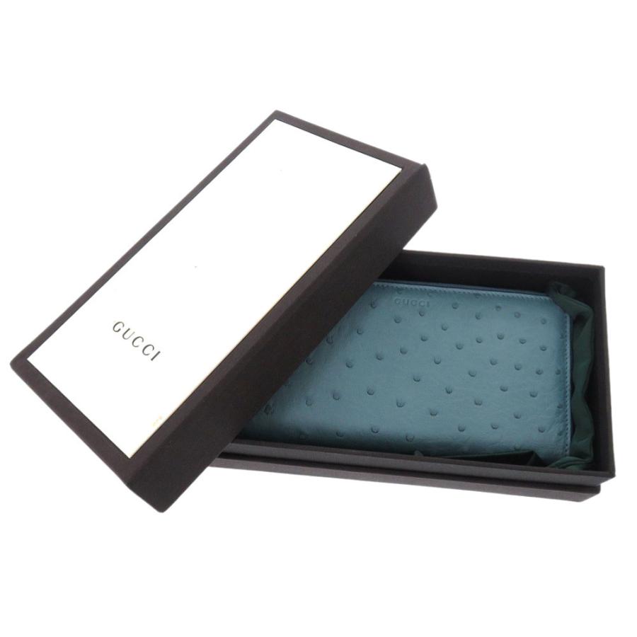 GUCCI（グッチ） 未使用品 バンブー 453158 オーストリッチ ターコイズ