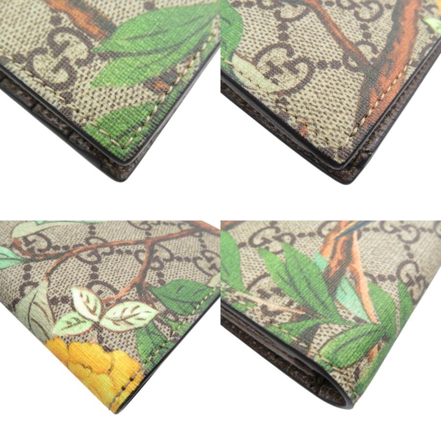 GUCCI - GGスプリーム コンパクトウォレット　ティアン 鳥柄 【美品】 GUCCI（グッチ） 未使用 ティアン 427011 バード 鳥 GGスプリーム
