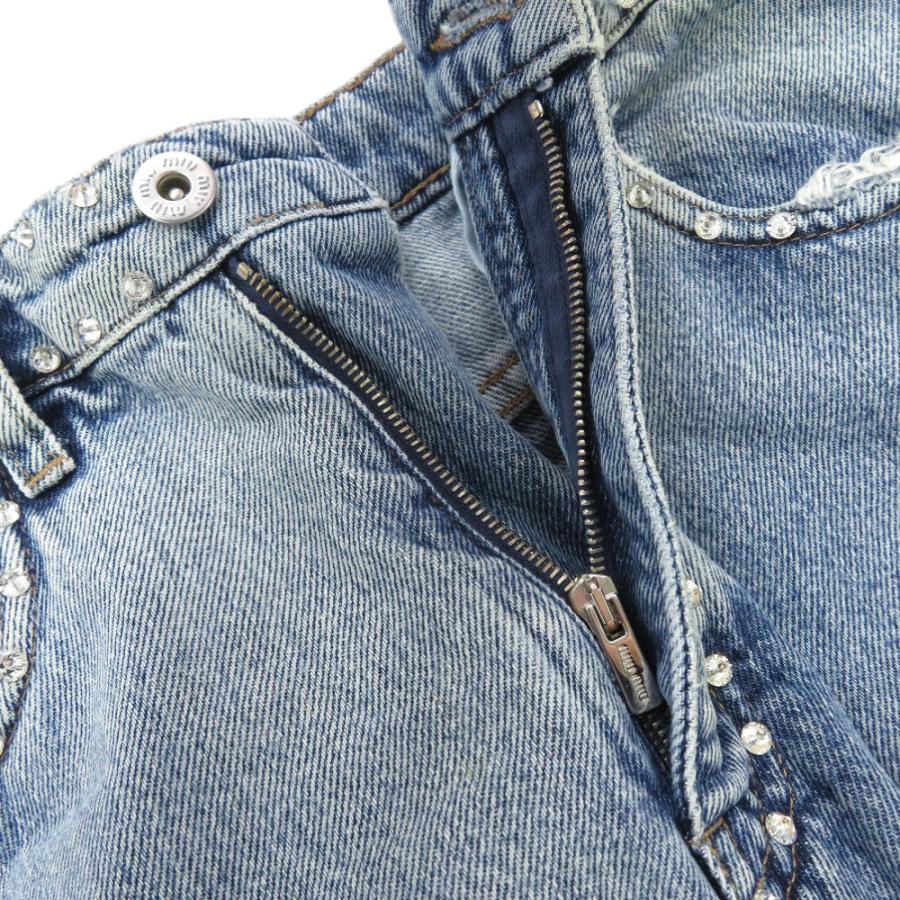 miu miu（ミュウミュウ） 新品同様 ラインストーン ジーンズ ダメージ