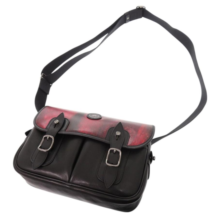 新品同様 ハンティングワールド レザー ブラック レッド ショルダー  