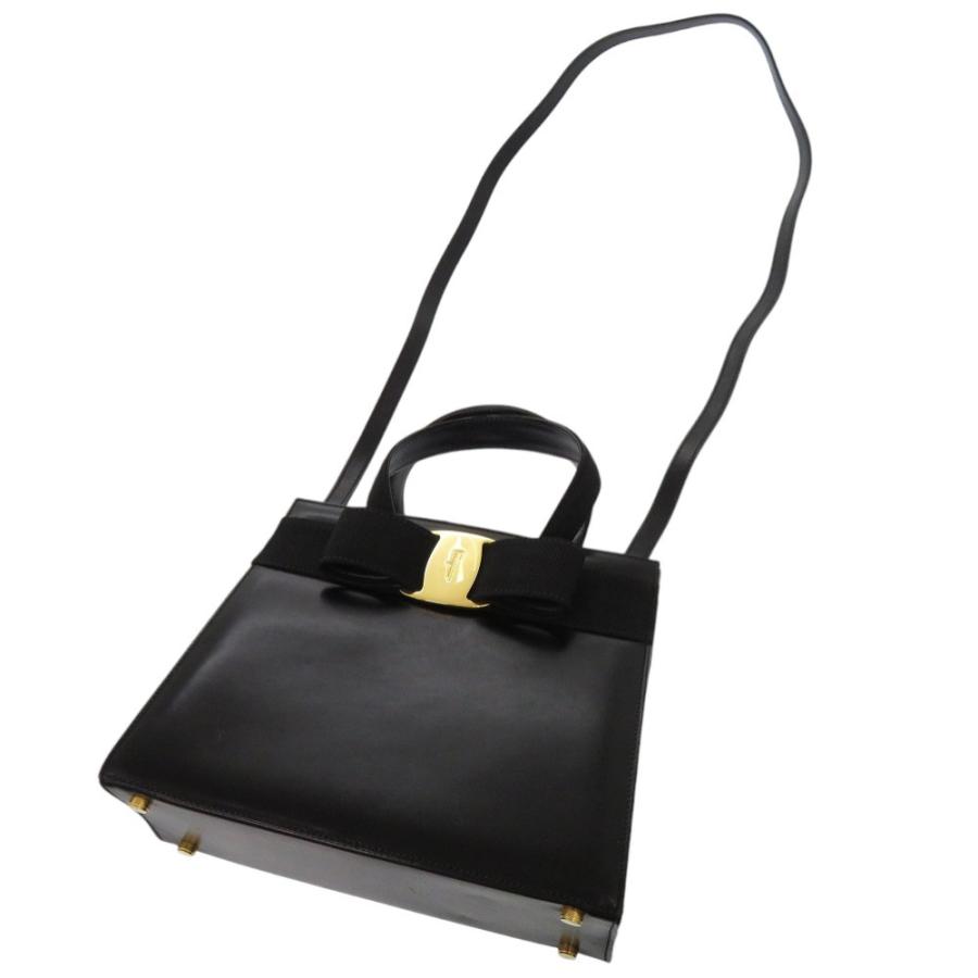 極美品 サルヴァトーレフェラガモ ヴァラリボン ハンドバッグ レザー ブラウン 極 美品 Salvatore Ferragamo サルヴァトーレフェラガモ ヴァラ