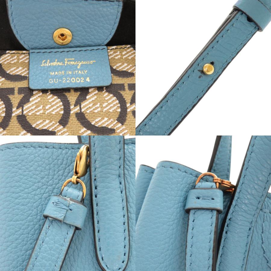 美品 サルヴァトーレフェラガモ ガンチーニ GU-220024 レザー ブルー