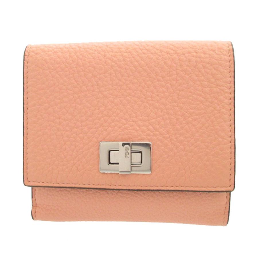 FENDI 新品同様 フェンディ ピーカブー 8M0438 レザー ピンク W