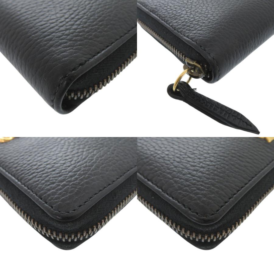 GUCCI（グッチ） 美品 GGマーモント リボン 524291 レザー ブラック