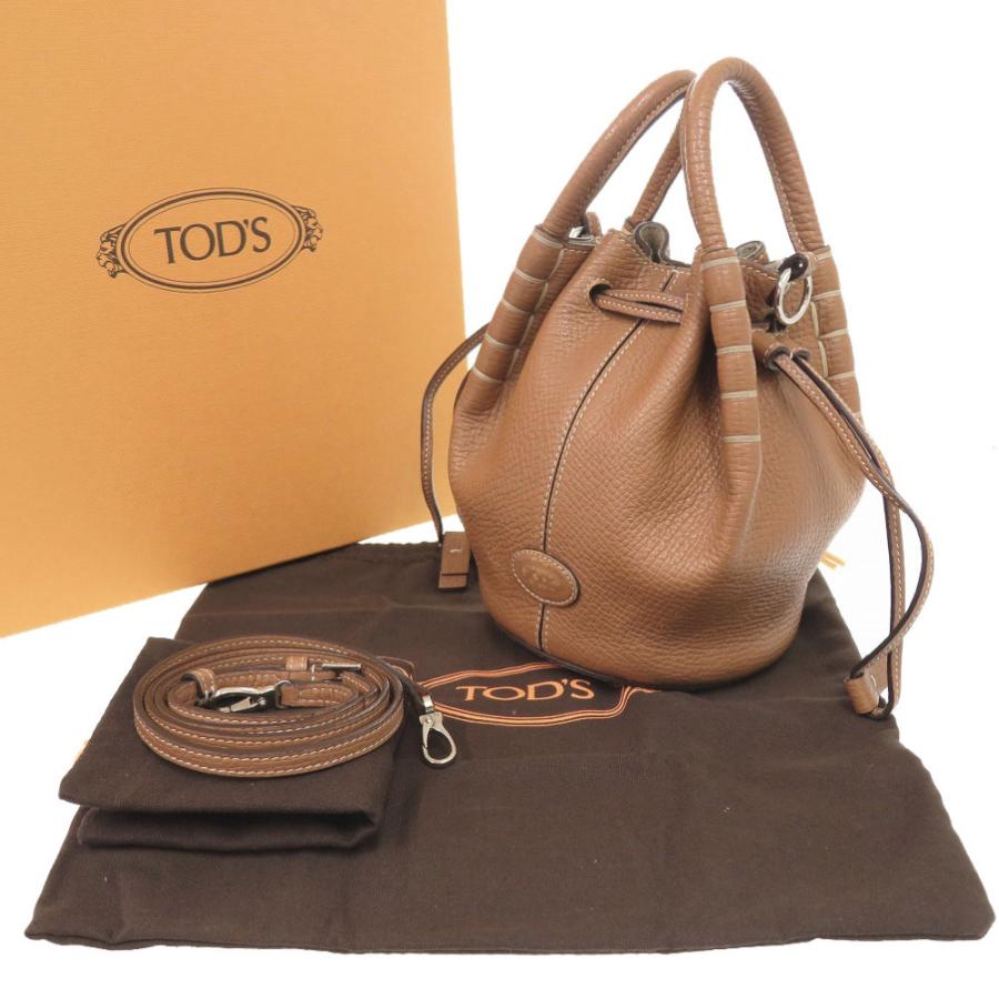 TOD'S 2WAY レザー ハンドバッグ ショルダーバッグ 茶 トッズ 2WAY XAWA0Z60301QDSS410 レザー ブラウン ハンドバッグ
