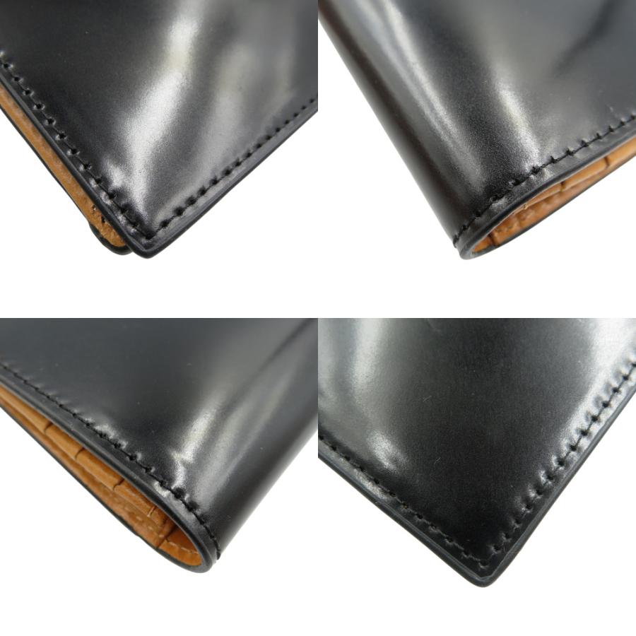 未使用 ロカド シェルコードバン イタリア馬革 ブラック 二つ折り 長