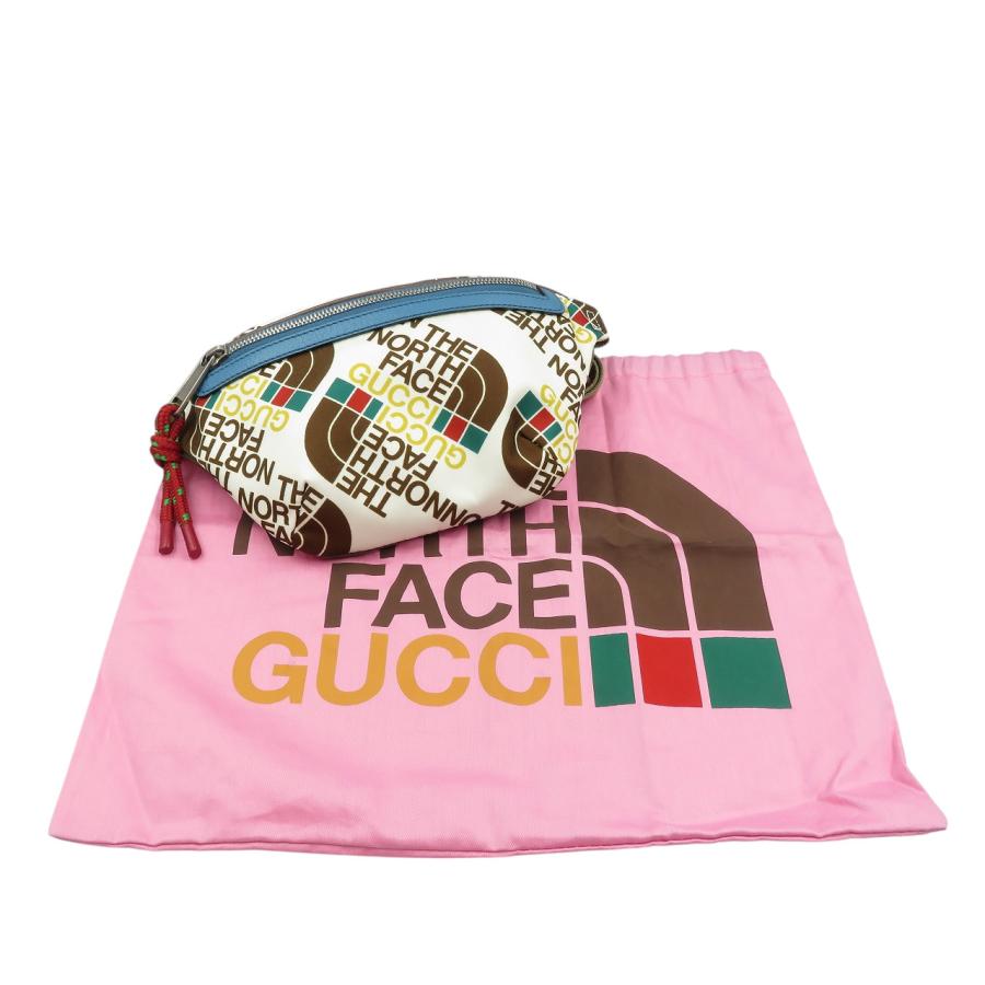 未使用 グッチ ノースフェイス コラボ 650299 ナイロン シルバー金具 ホワイト マルチカラー ボディバッグ 1081 GUCCIの画像