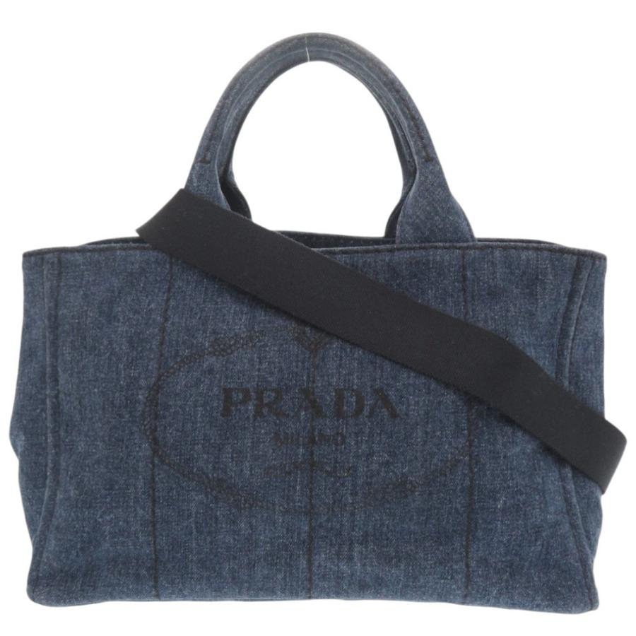 PRADA 美品 プラダ カナパ デニム ブルー 2WAY トートバッグ