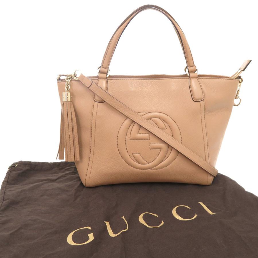 GUCCI 美品 グッチ ソーホー 369176 レザー ピンクベージュ 2WAY