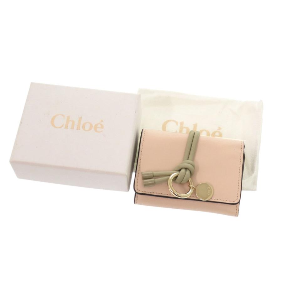 Chloe（クロエ） 美品 アルファベット レザー セメントピンク 三つ折り