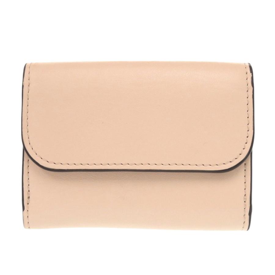 Chloe（クロエ） 美品 アルファベット レザー セメントピンク 三つ折り