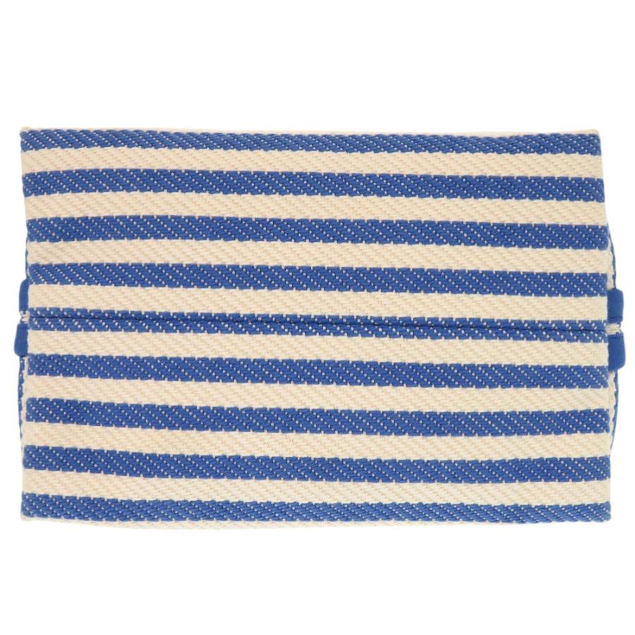 美品 エルメス ストライプ コットン アイボリー ブルー ポーチ 0453 HERMES_2