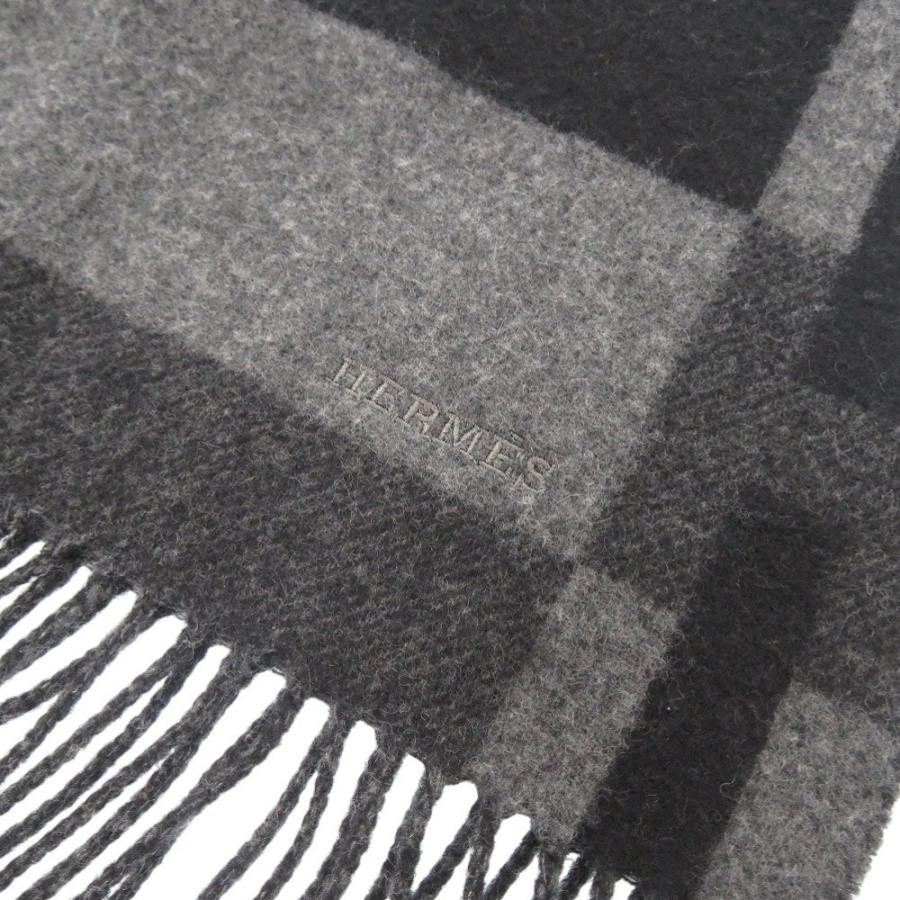 美品　HERMÈS ブラック グレー マフラー カシミヤ100% 英国製 楽天市場】エルメス マフラー グレー ブラック カシミヤ100% 中古 馬蹄