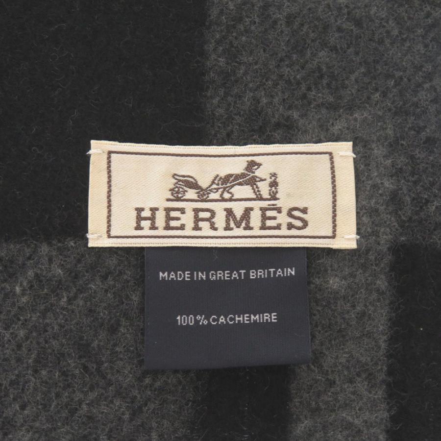 HERMES（エルメス） 未使用品 Hパッサン カシミヤ グレー ブラック