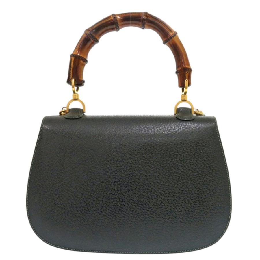 美品 グッチ バンブー 000 29 0633 レザー グリーン 2wayハンドバッグ 緑 0884 GUCCI