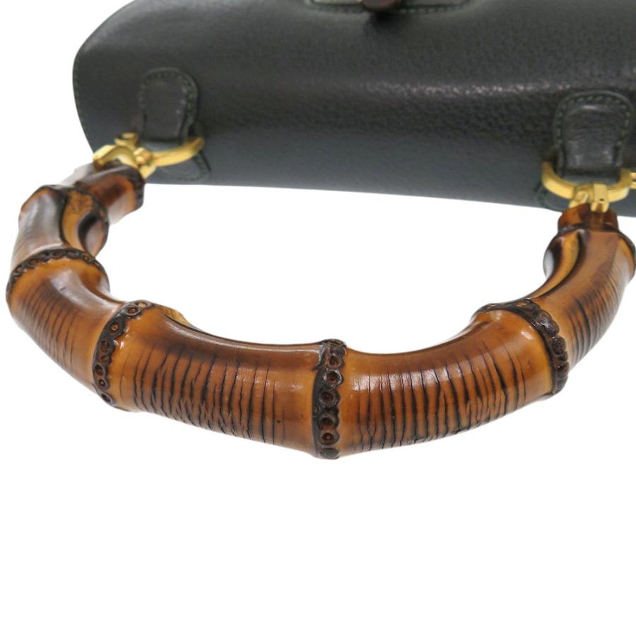 美品 グッチ バンブー 000 29 0633 レザー グリーン 2wayハンドバッグ 緑 0884 GUCCI