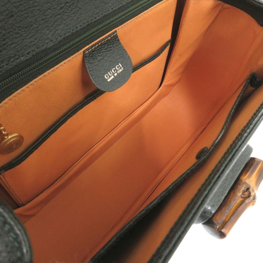 美品 グッチ バンブー 000 29 0633 レザー グリーン 2wayハンドバッグ 緑 0884 GUCCI