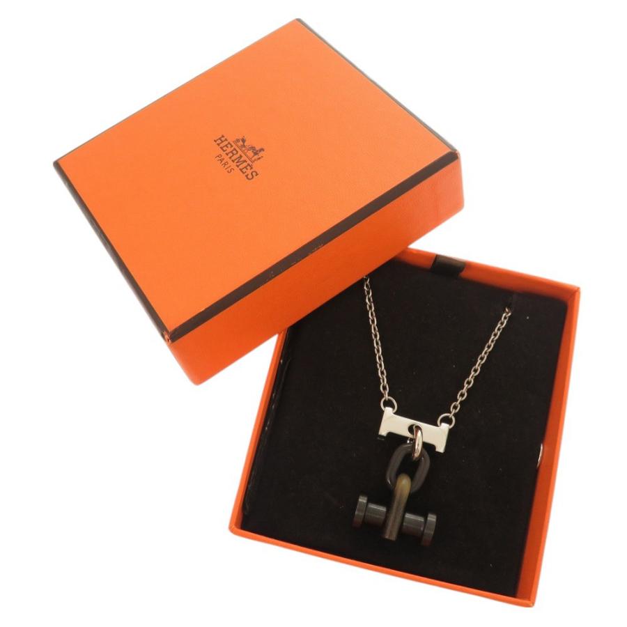 エルメスHermes モビールH ネックレス ペンダント ホーン HERMES 新品同様 エルメス モビールH メタル バッファローホーン