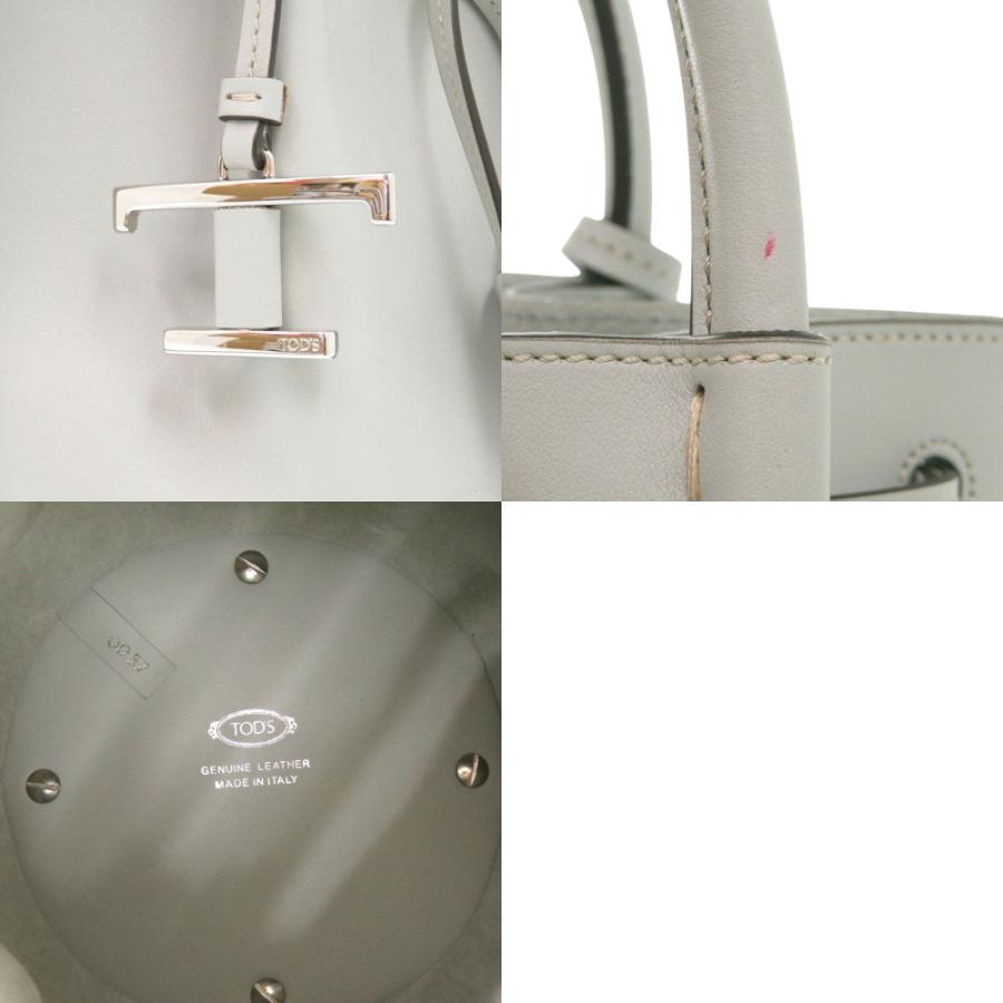 美品 トッズ 2WAY Tタイムレス レザー グレー系 ハンドバッグ 1222 