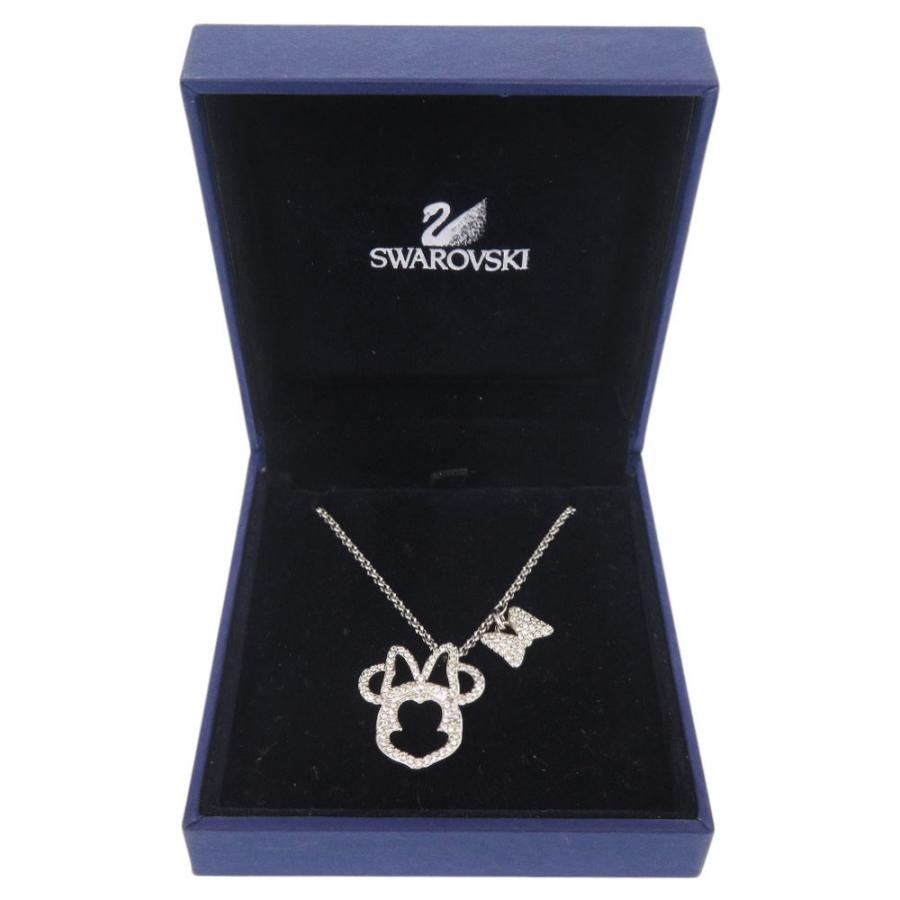 新品同様 スワロフスキー × ディズニー Minnie Mouse Pave メタル ラインストーン シルバー ピンク ネックレス ペンダント 1518 SWAROVSKI