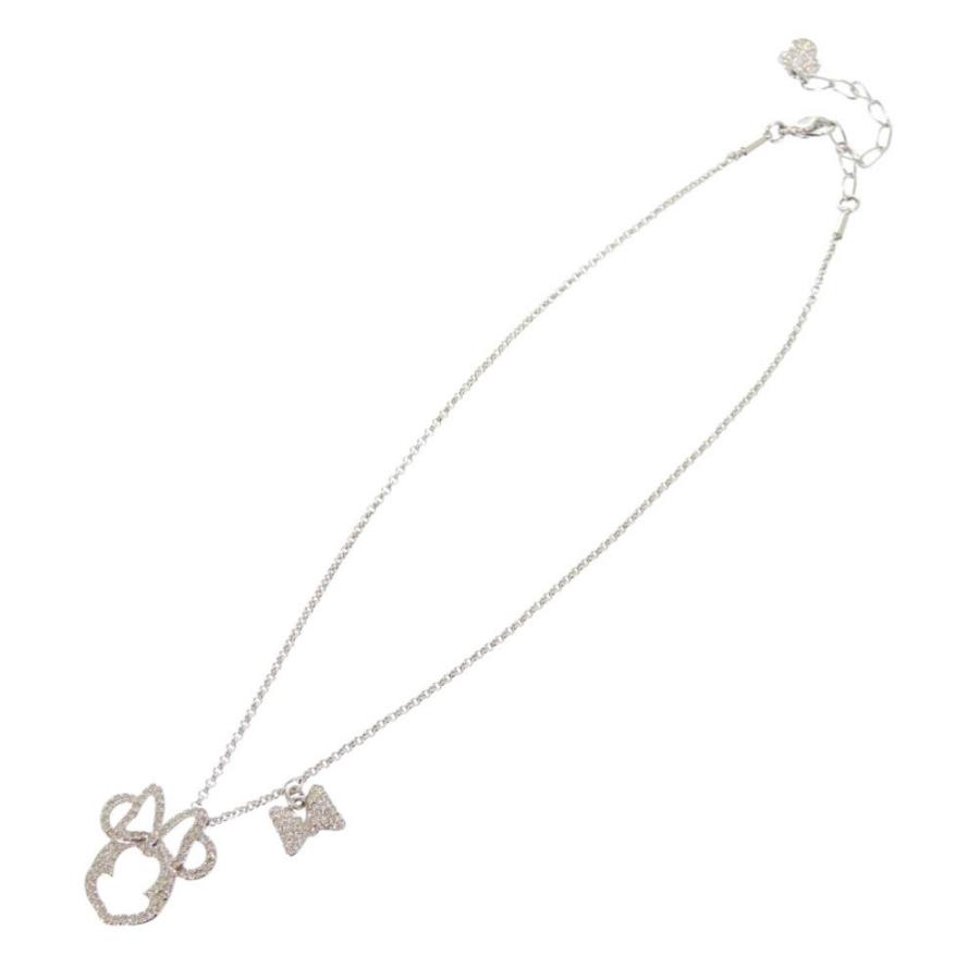新品同様 スワロフスキー × ディズニー Minnie Mouse Pave メタル ラインストーン シルバー ピンク ネックレス ペンダント 1518 SWAROVSKI