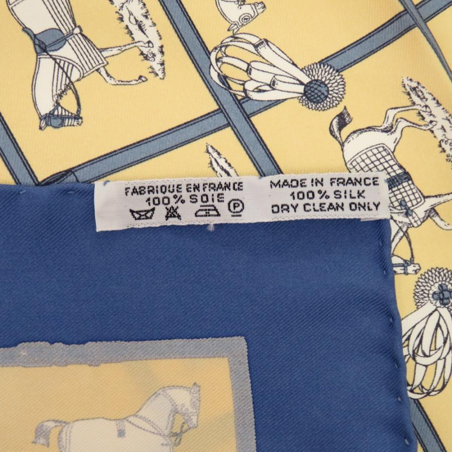 HERMES 美品 エルメス プチカレ 馬柄 シルク イエロー 0184 黄  