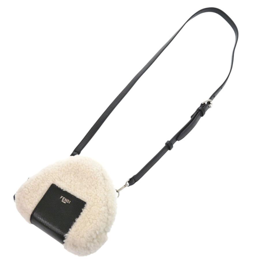 FENDI フェンディ おにぎり ショルダーバッグ ホワイト/ブラック 7AS240 レディース【中古】【美品】 FENDI（フェンディ） 新品同様 おにぎりバッグ 7AS240 シープスキン