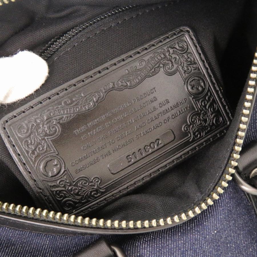 未使用品 ハンティングワールド デニム レザー ネイビー ブラック 2WAY