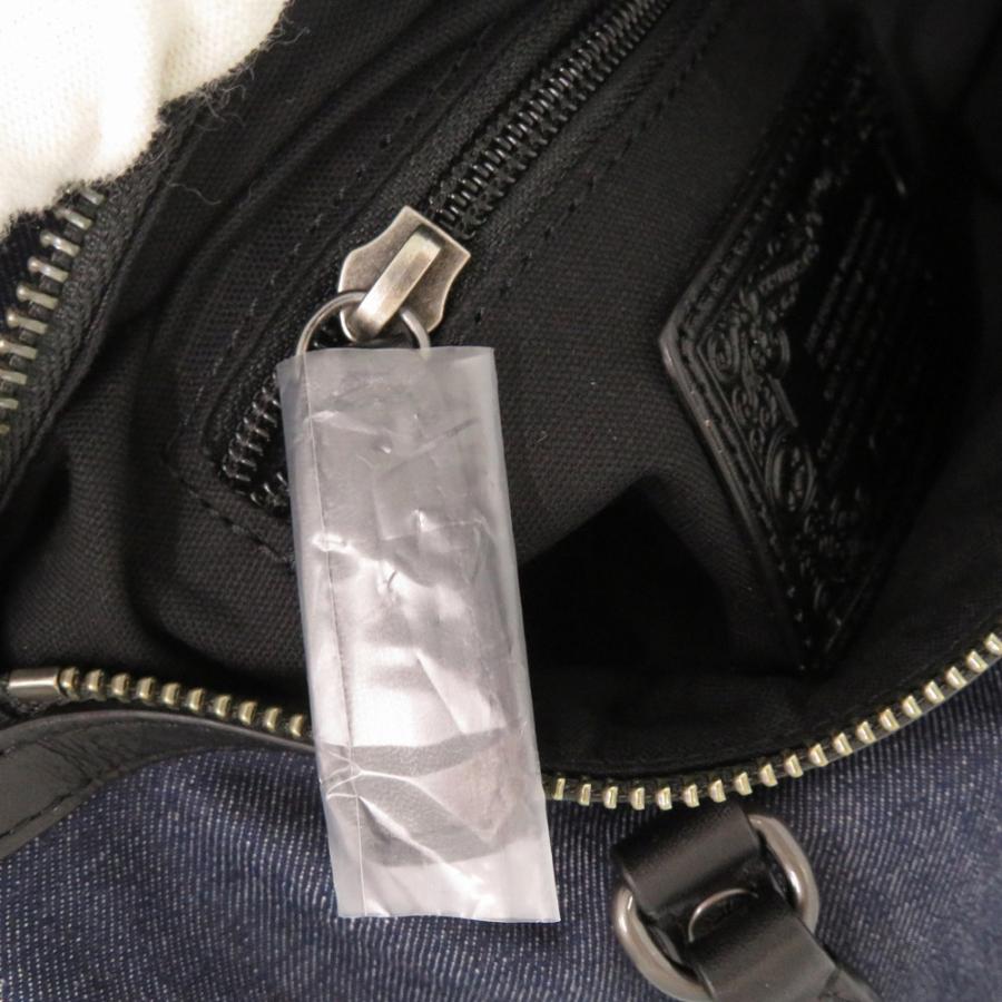 未使用品 ハンティングワールド デニム レザー ネイビー ブラック 2WAY