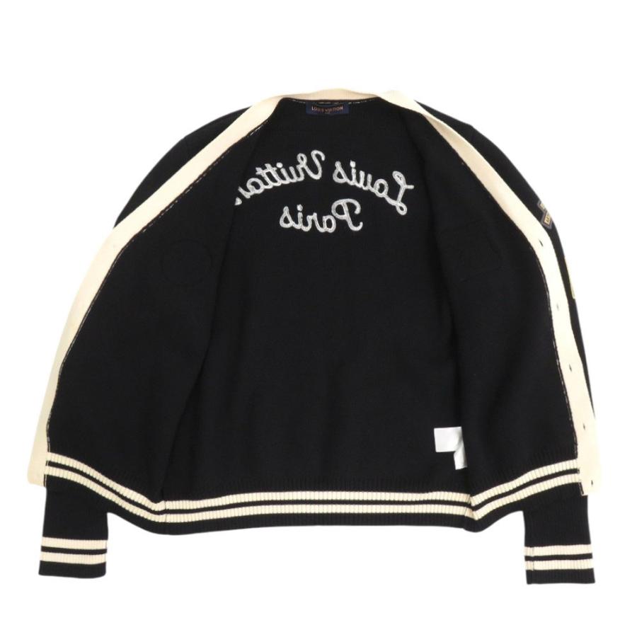 美品 ルイ ヴィトン ワッペン ウール サイズ4L ブラック ニットカーディガン 黒 LV 0906 LOUIS VUITTON メンズ_2