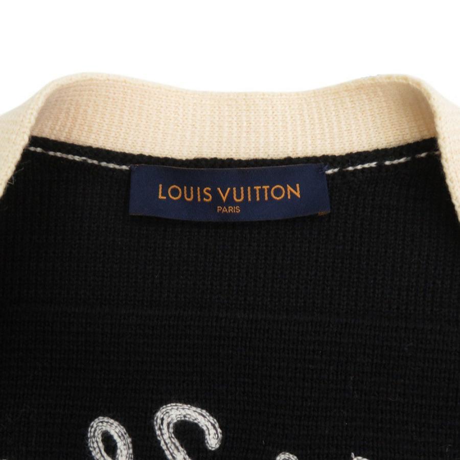 美品 ルイ ヴィトン ワッペン ウール サイズ4L ブラック ニットカーディガン 黒 LV 0906 LOUIS VUITTON メンズ_3