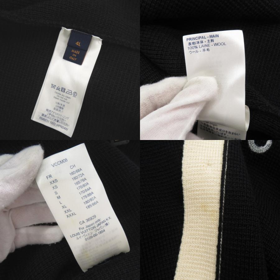 美品 ルイ ヴィトン ワッペン ウール サイズ4L ブラック ニットカーディガン 黒 LV 0906 LOUIS VUITTON メンズ_7