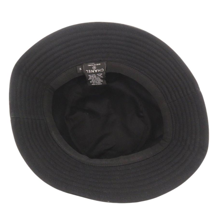 美品 シャネル コットン ブラック バケットハット 帽子 黒 0975 CHANEL_3