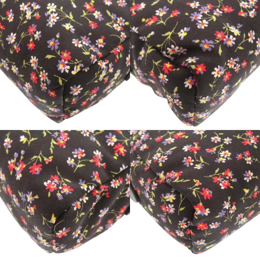 miu miu（ミュウミュウ） 新品同様 花柄 ナイロン ブラック ポーチ