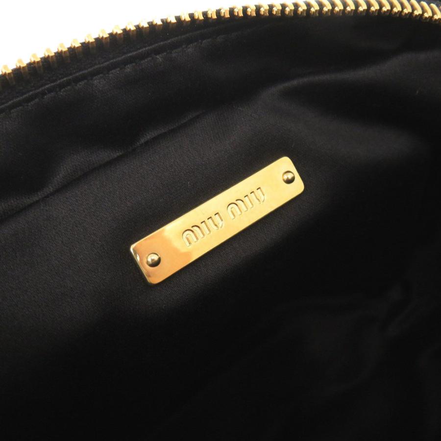 miu miu（ミュウミュウ） 新品同様 花柄 ナイロン ブラック ポーチ