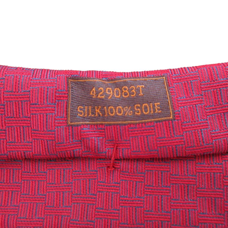 HERMES（エルメス） 新品同様 H柄 シルク ボルドー 水色 ネクタイ 0546