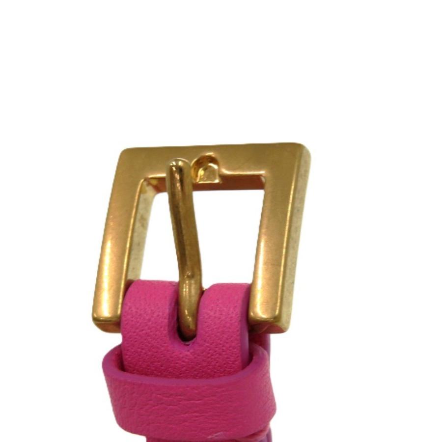 美品 ヴァレンティノ ガラヴァーニ Vロゴ レザー ピンク ブレスレット 0891 Valentino Garavani_6