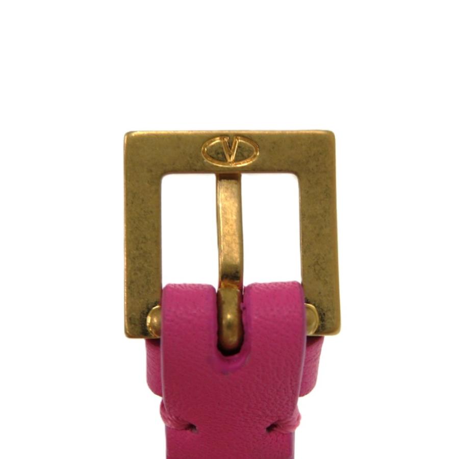美品 ヴァレンティノ ガラヴァーニ Vロゴ レザー ピンク ブレスレット 0891 Valentino Garavani_7